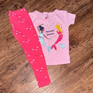 Mermaid Dreams Kids Pajamas Set - Pink and Fuchsia- 5t